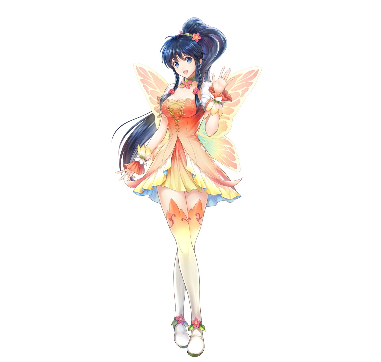 cleavage dress fairy fire_emblem fire_emblem:_seima_no_kouseki fire_emblem_heroes nintendo tana_(fire_emblem) thighhighs wings yamada_koutarou