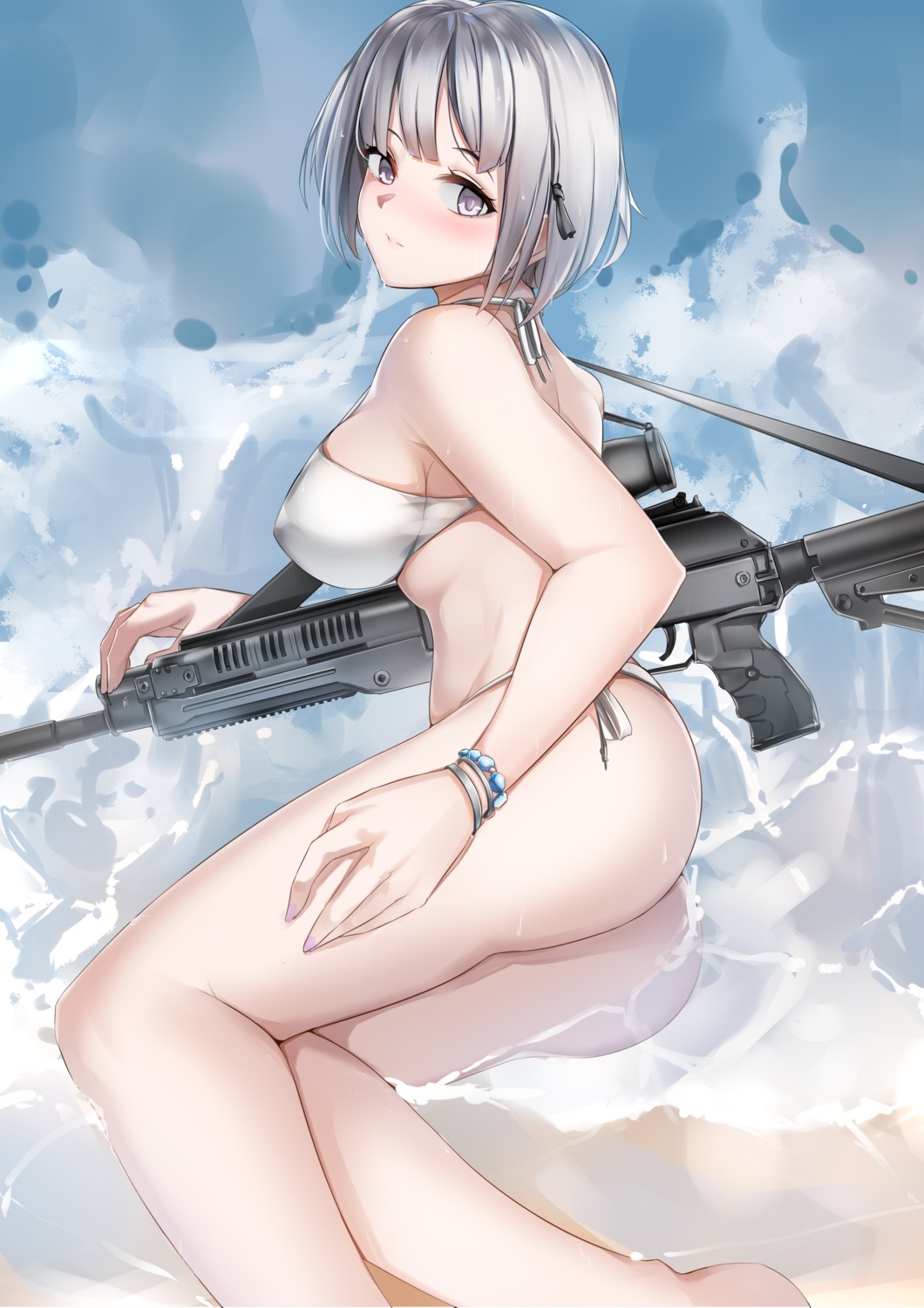 ass bikini erect_nipples girls_frontline gun lubikaya1 rpk-16_(girls_frontline) swimsuits thong wet