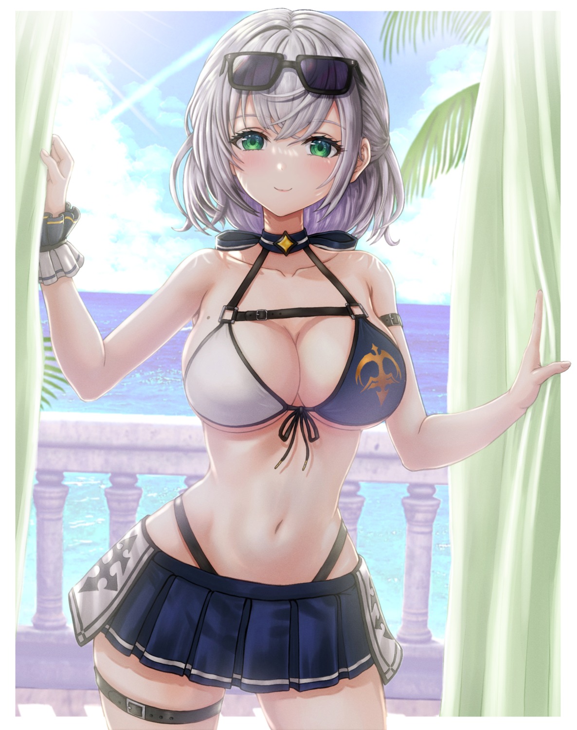 artist_revision bikini garter hololive megane shirogane_noel swimsuits wajuniorbox