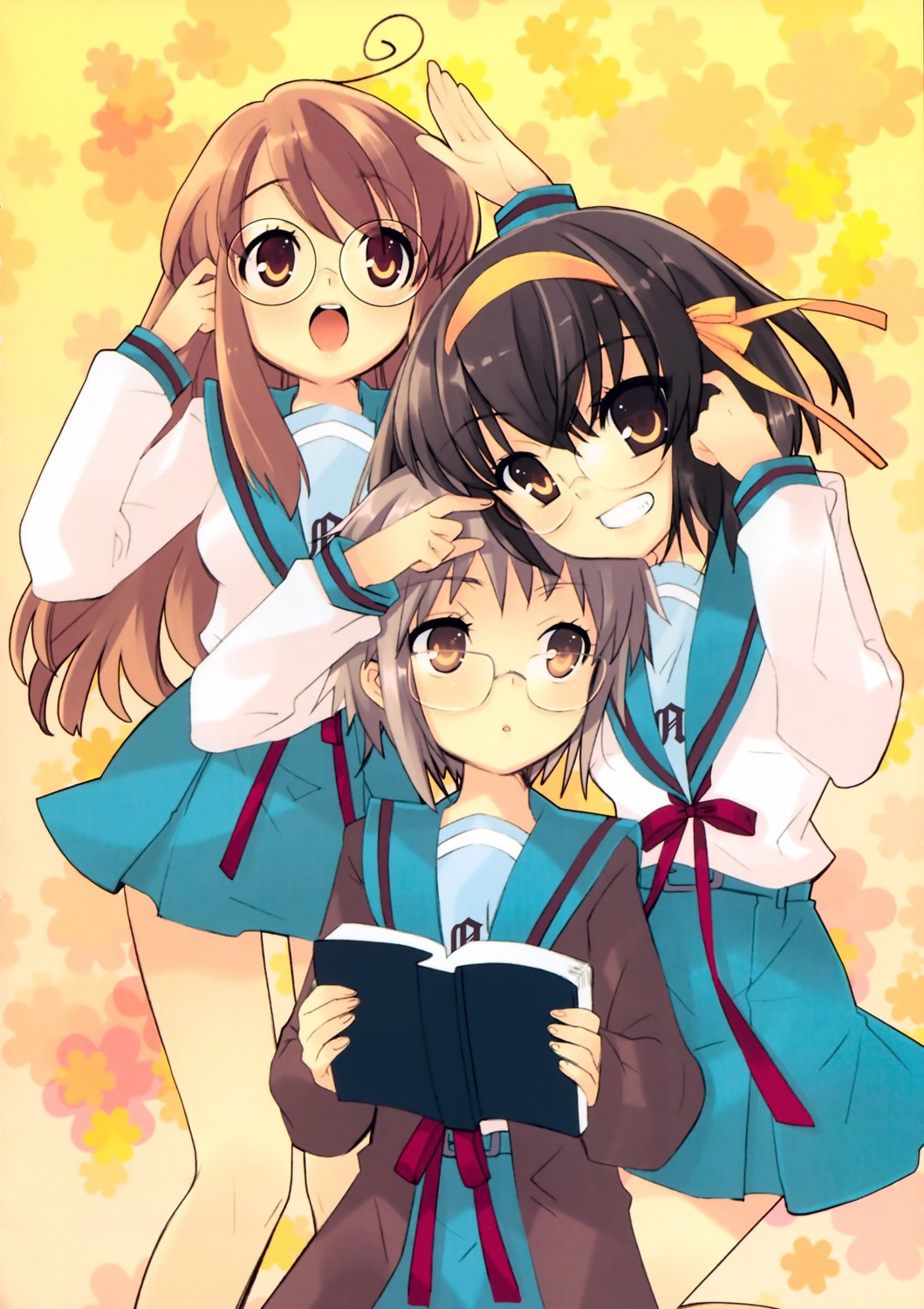 asahina_mikuru ito_noizi megane nagato_yuki seifuku suzumiya_haruhi suzumiya_haruhi_no_yuuutsu