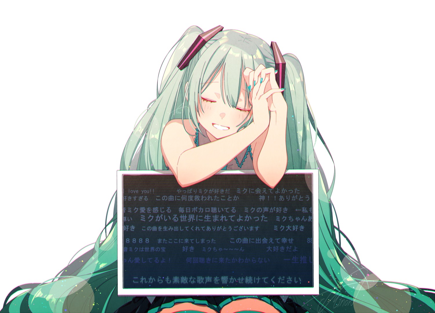 asagao_minoru hatsune_miku thighhighs vocaloid