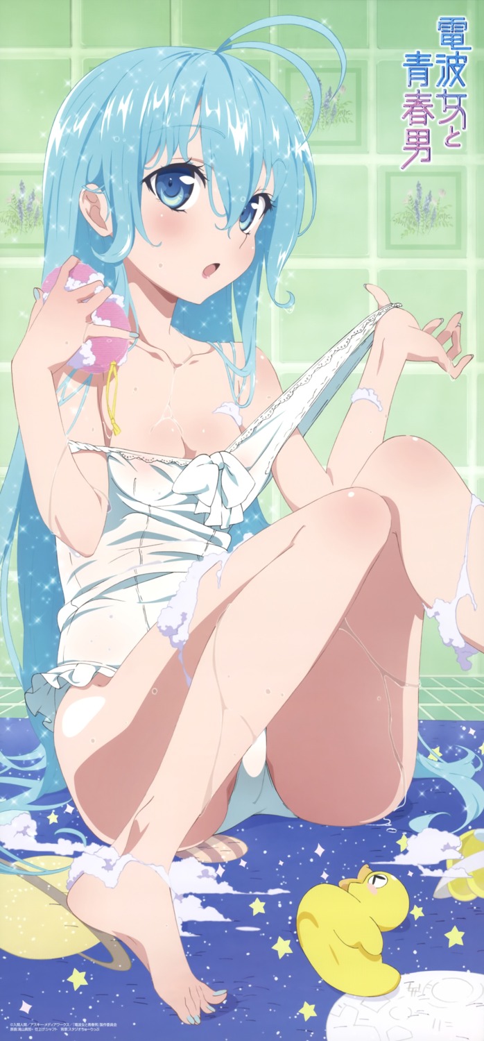 bathing cleavage denpa_onna_to_seishun_otoko loli stick_poster swimsuits takiyama_masaaki touwa_erio wet