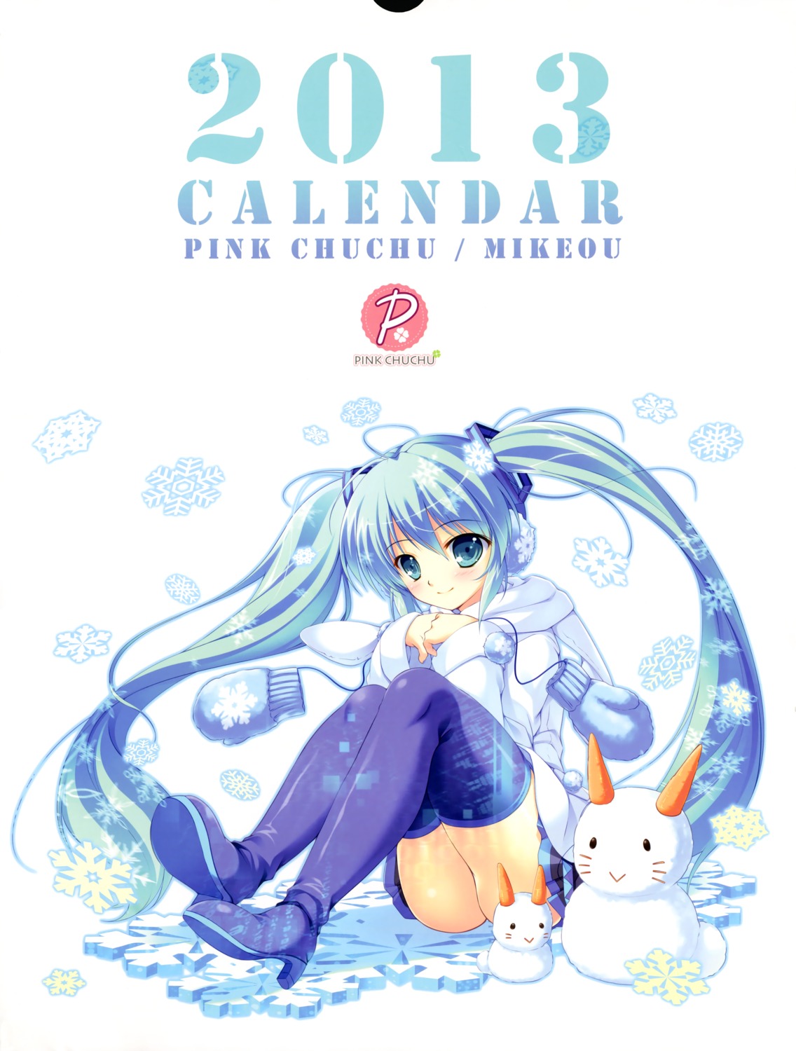 calendar hatsune_miku mikeou pink_chuchu thighhighs vocaloid