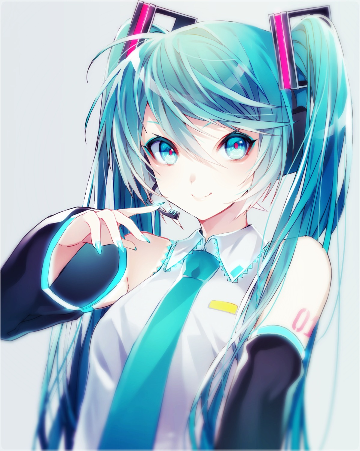 1055 hatsune_miku headphones tattoo vocaloid