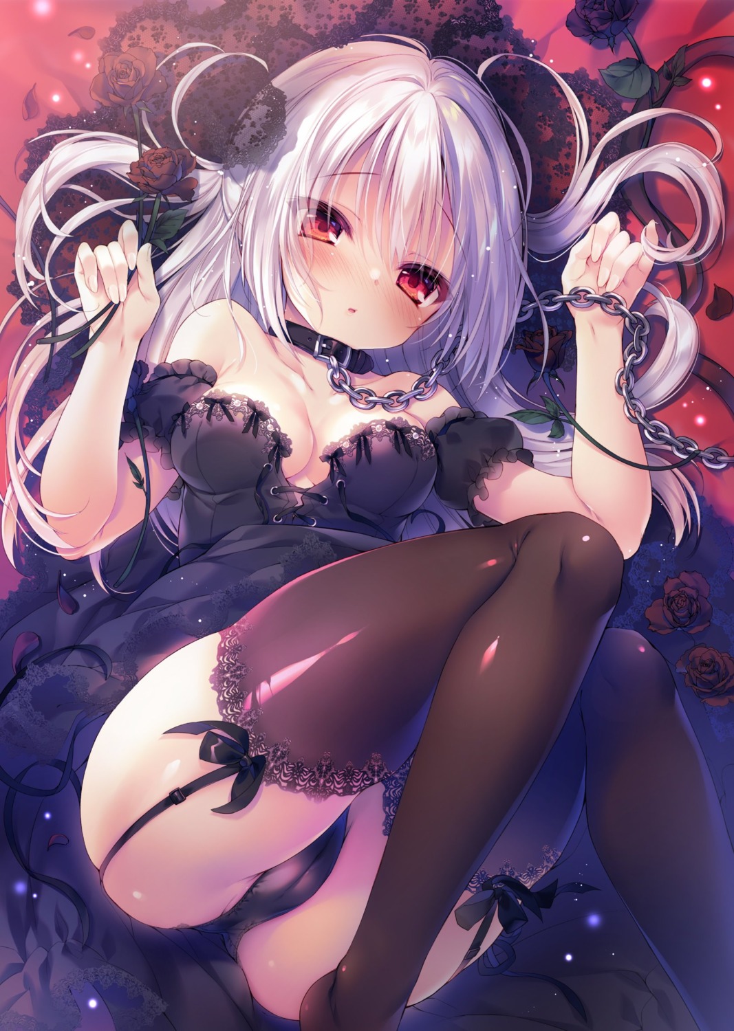 cameltoe dress gothic_lolita lolita_fashion no_bra pantsu rubi-sama skirt_lift stockings thighhighs