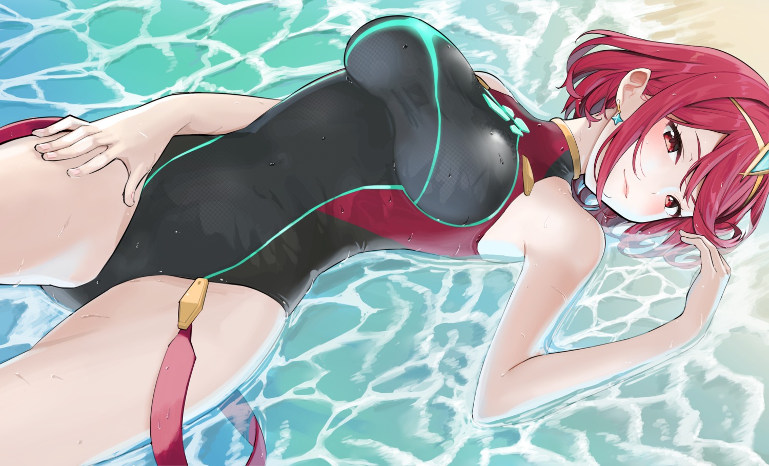 homura_(xenoblade_2) mameroku swimsuits wet xenoblade xenoblade_chronicles_2