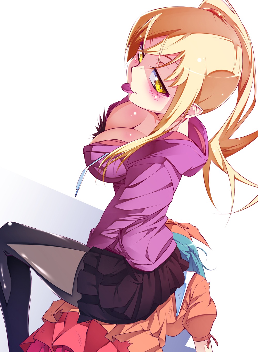 bakemonogatari cleavage monogatari_(series) oshino_shinobu pantyhose pointy_ears tanabe_kyou