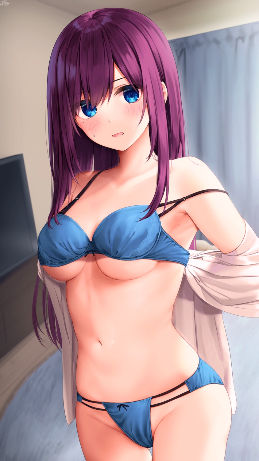 bra open_shirt pantsu ramchi