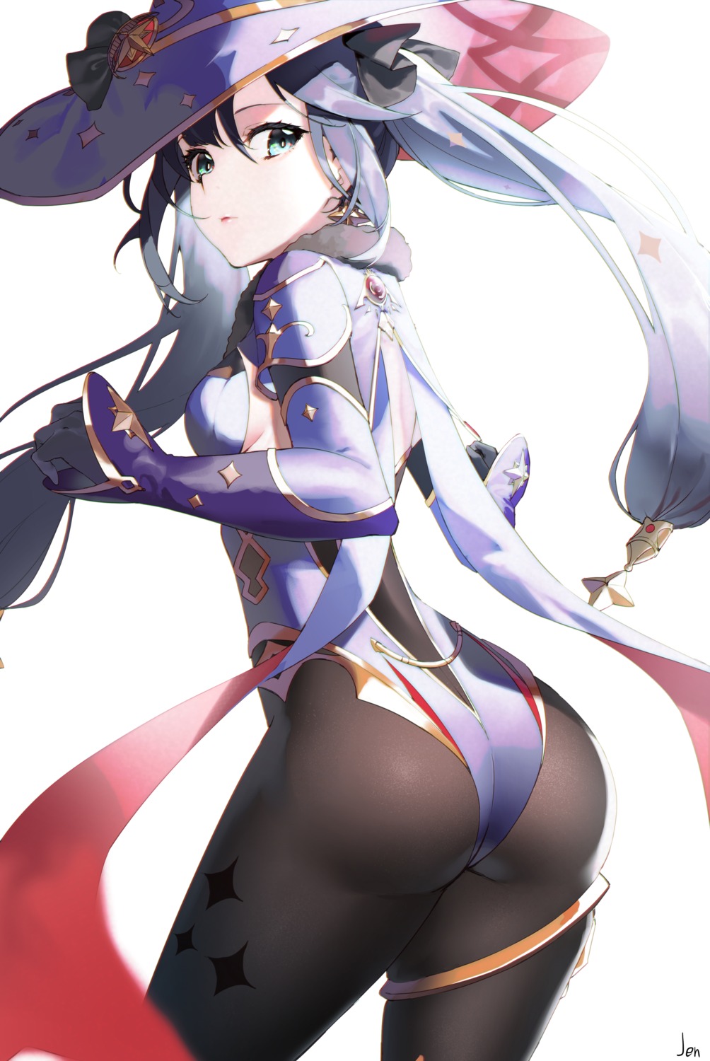 arjent ass garter genshin_impact leotard mona_megistus pantyhose witch