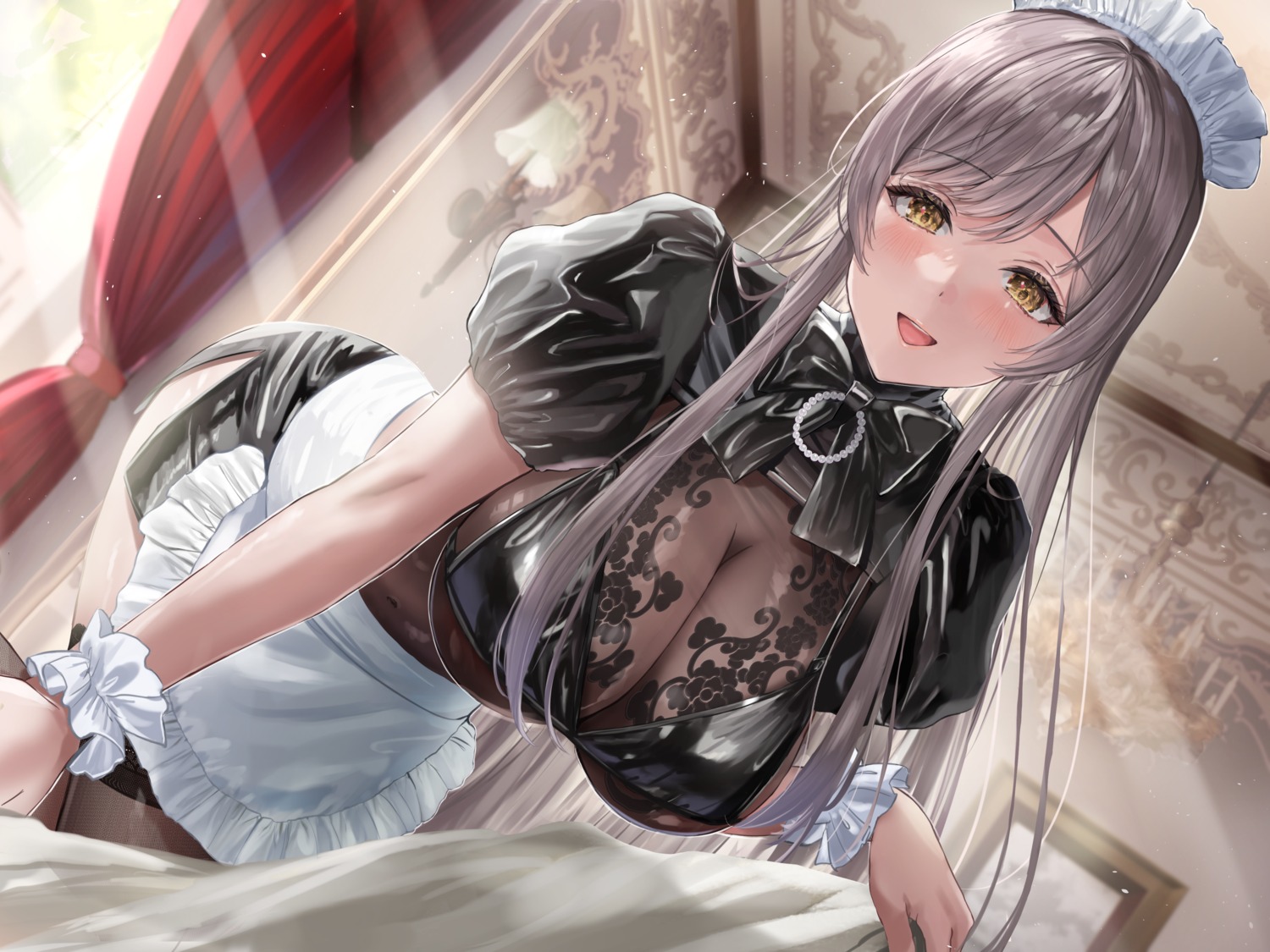 bra maid sakamuke see_through thighhighs