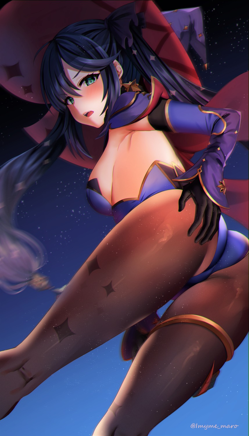 ass ass_grab garter genshin_impact marota mona_megistus no_bra pantyhose witch