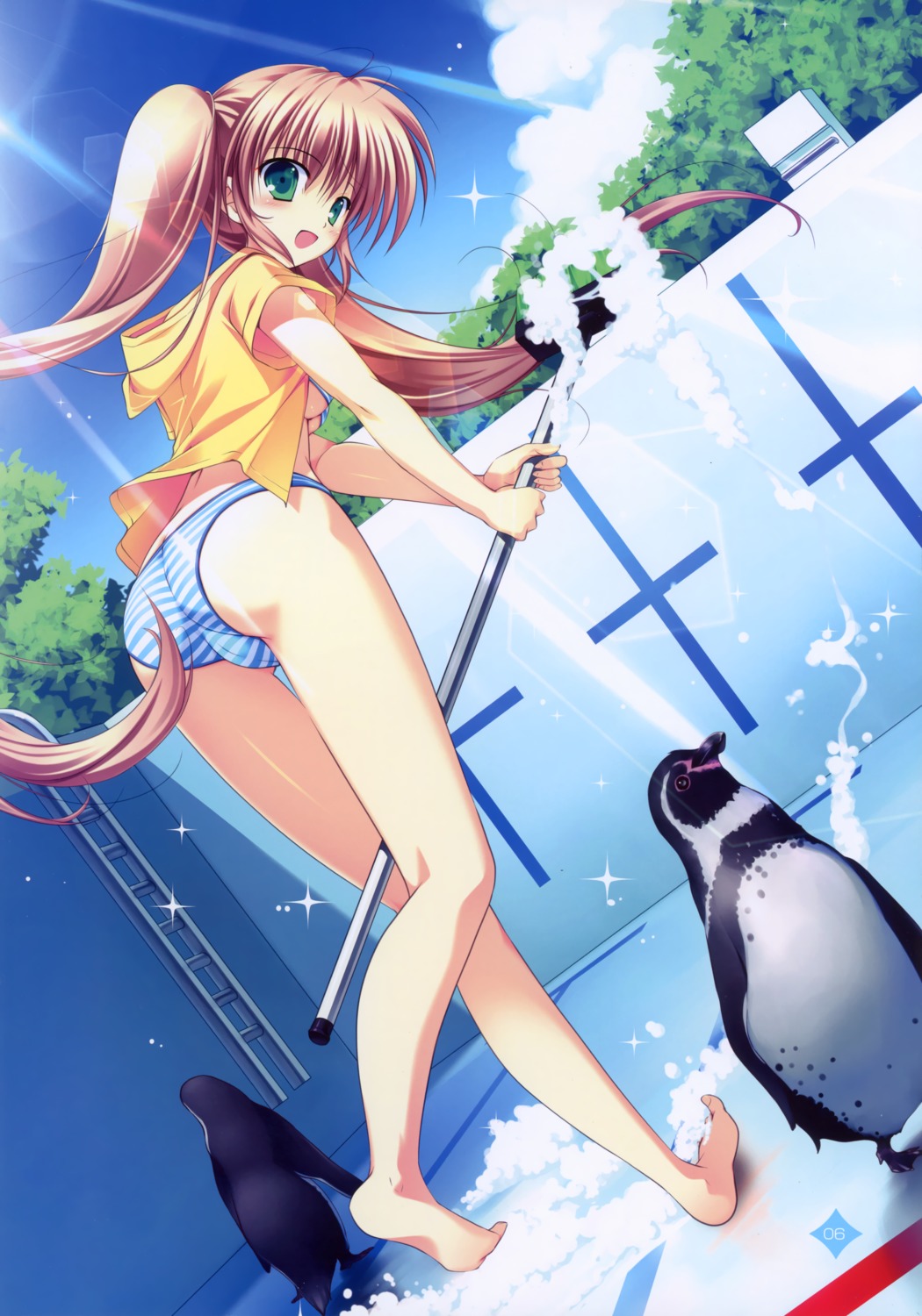 ass bikini cameltoe mikeou open_shirt penguin pink_chuchu swimsuits