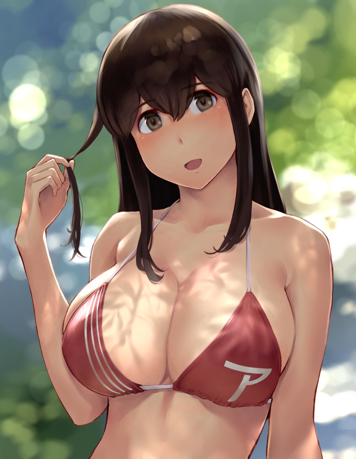 akagi_(kancolle) bikini_top cleavage kantai_collection swimsuits wa_(genryusui)