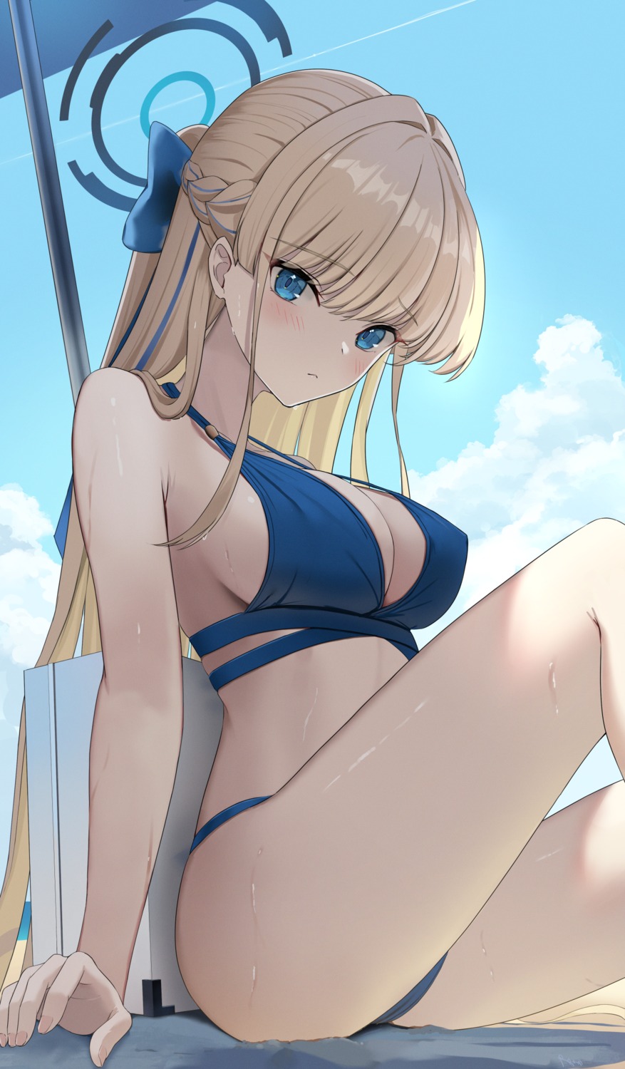 asuma_toki bikini blue_archive erect_nipples halo may9 swimsuits thong