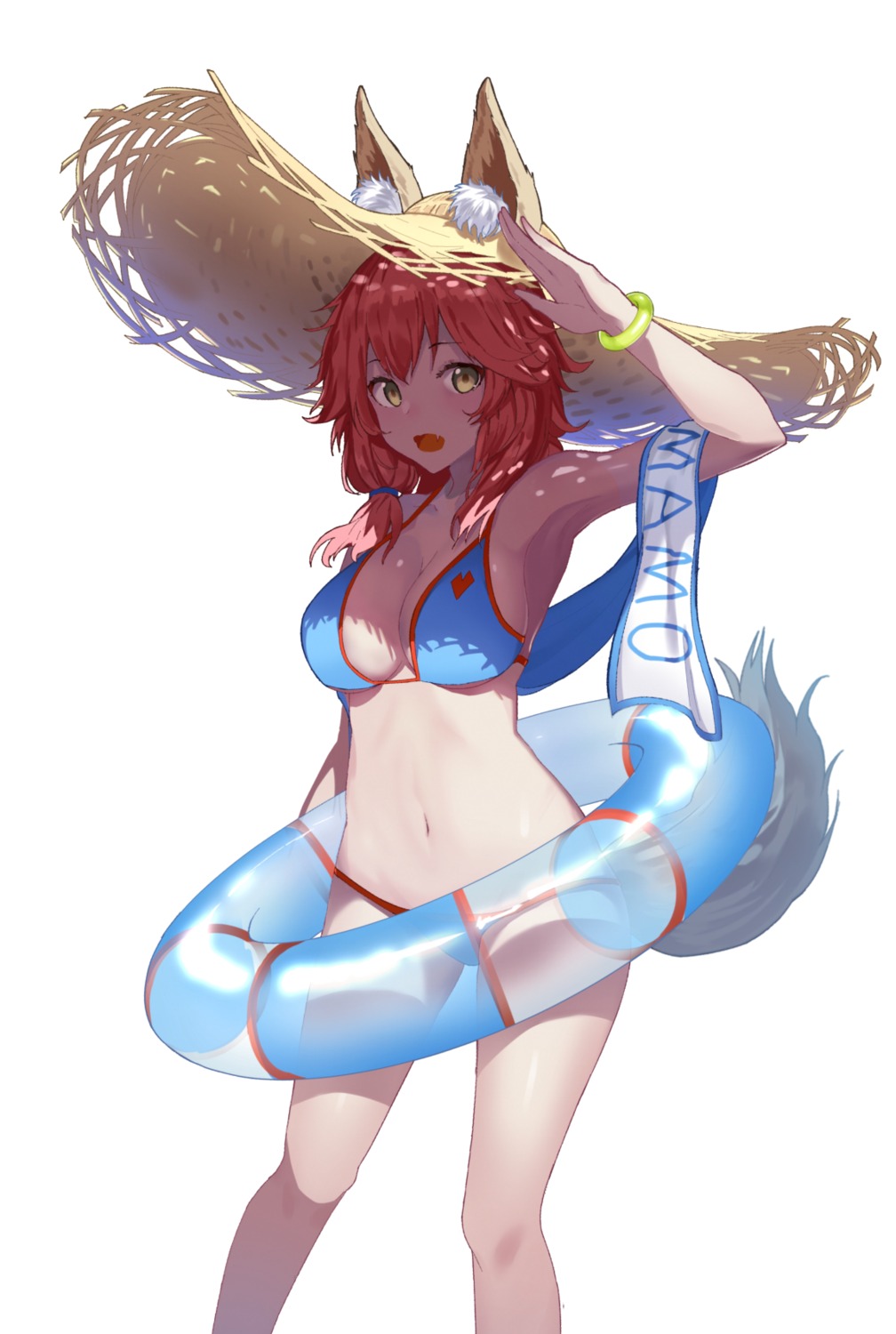 animal_ears bikini cleavage fate/grand_order oweee swimsuits tail tamamo_no_mae