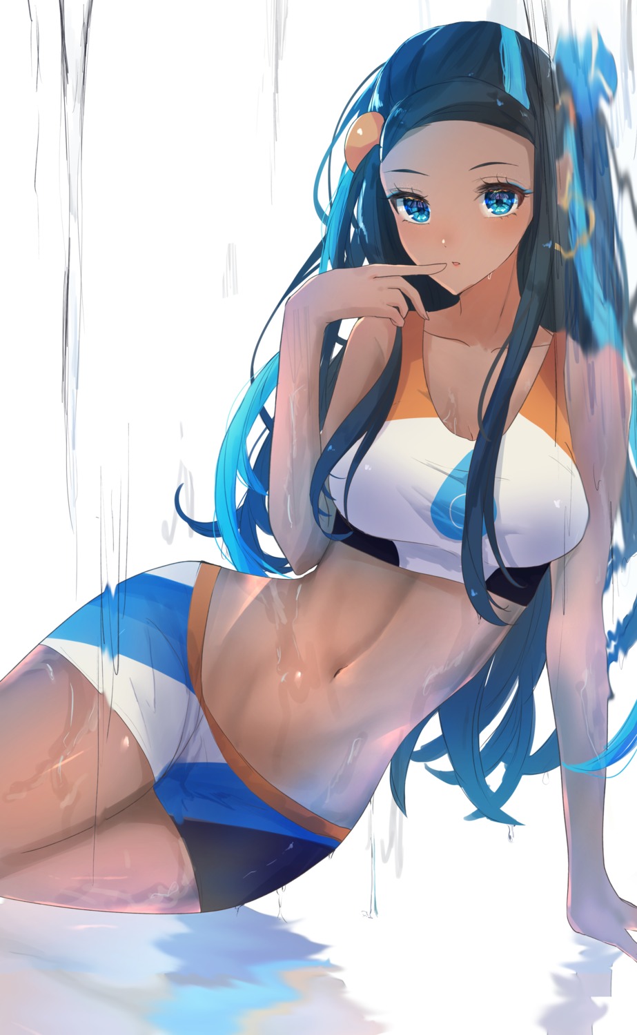 bike_shorts pokemon pokemon_swsh rurina_(pokemon) tsuyuri_eri wet