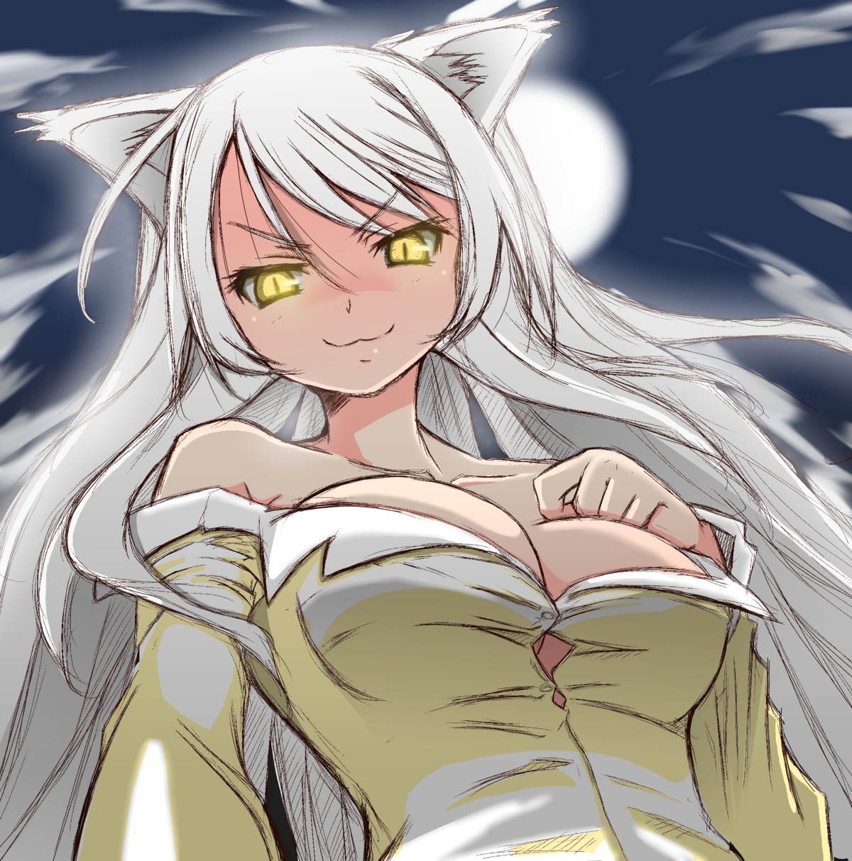 animal_ears bakemonogatari black_hanekawa cleavage hanekawa_tsubasa monogatari_(series) naz nekomimi