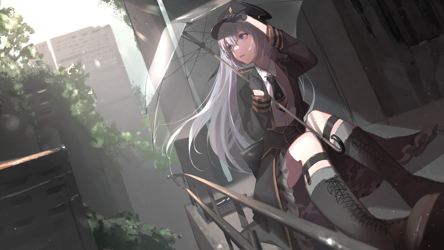 oekaki_taro skirt_lift umbrella uniform