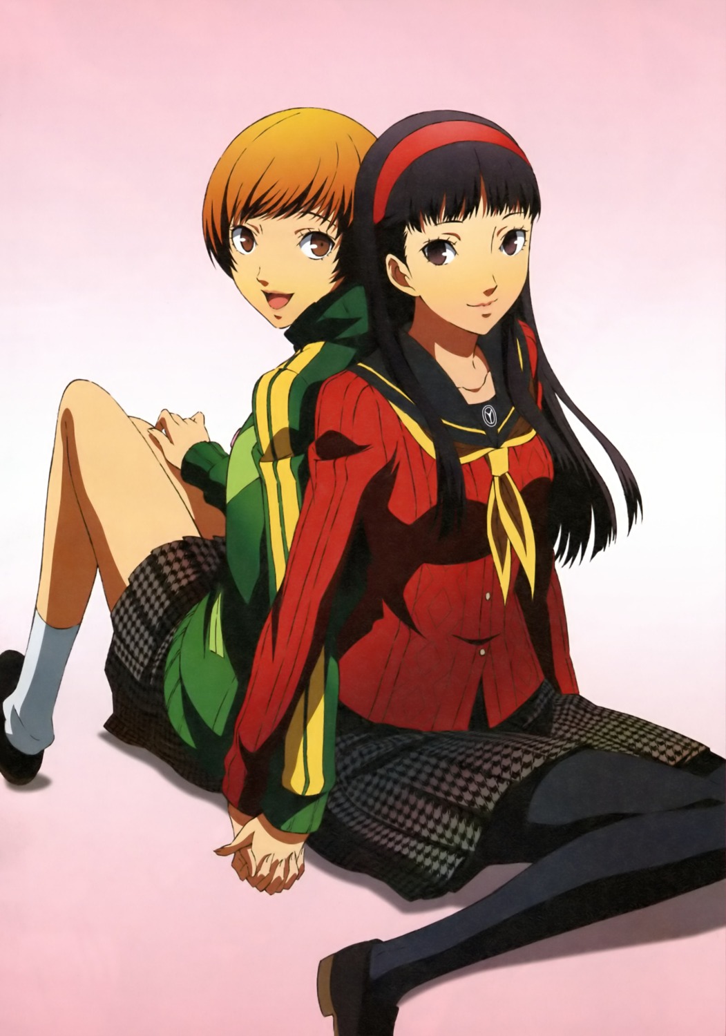 amagi_yukiko megaten pantyhose persona persona_4 satonaka_chie seifuku