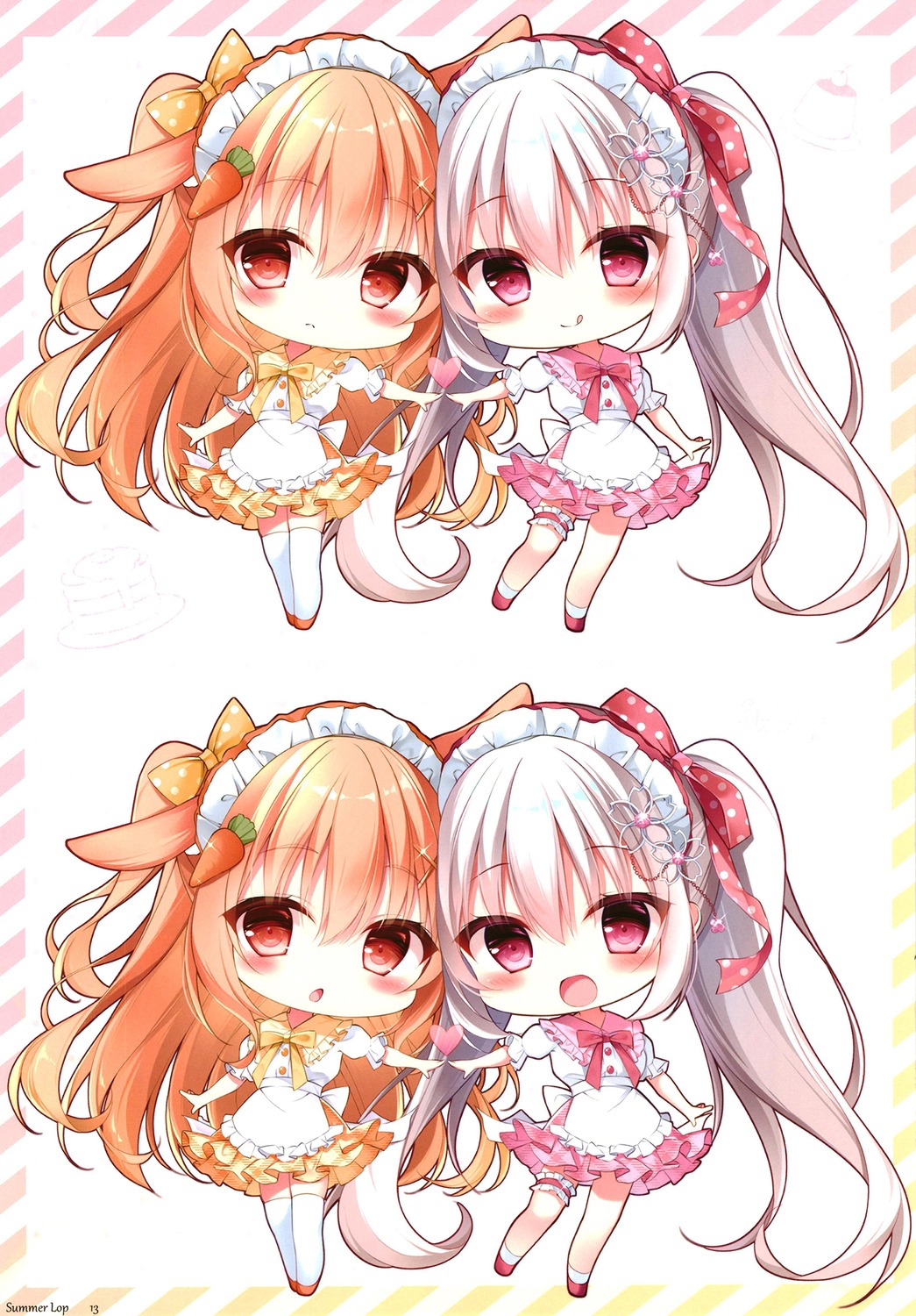 animal_ears bunny_ears chibi garter maid shirosei_mochi thighhighs