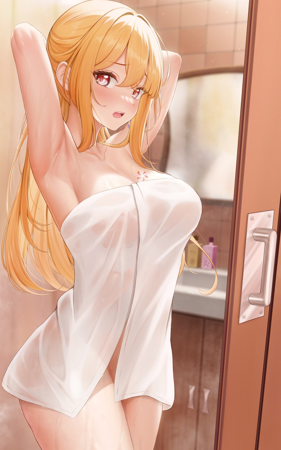 genshin_impact mu_xue see_through tattoo towel yoimiya