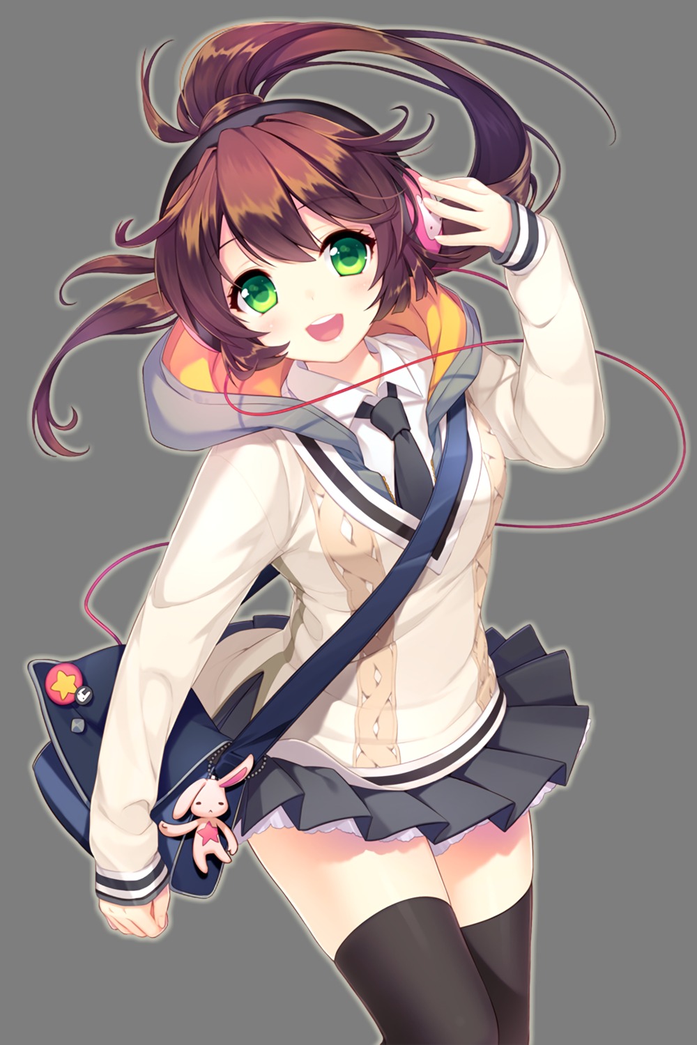 dmyo headphones seifuku soccer_spirits sweater thighhighs transparent_png