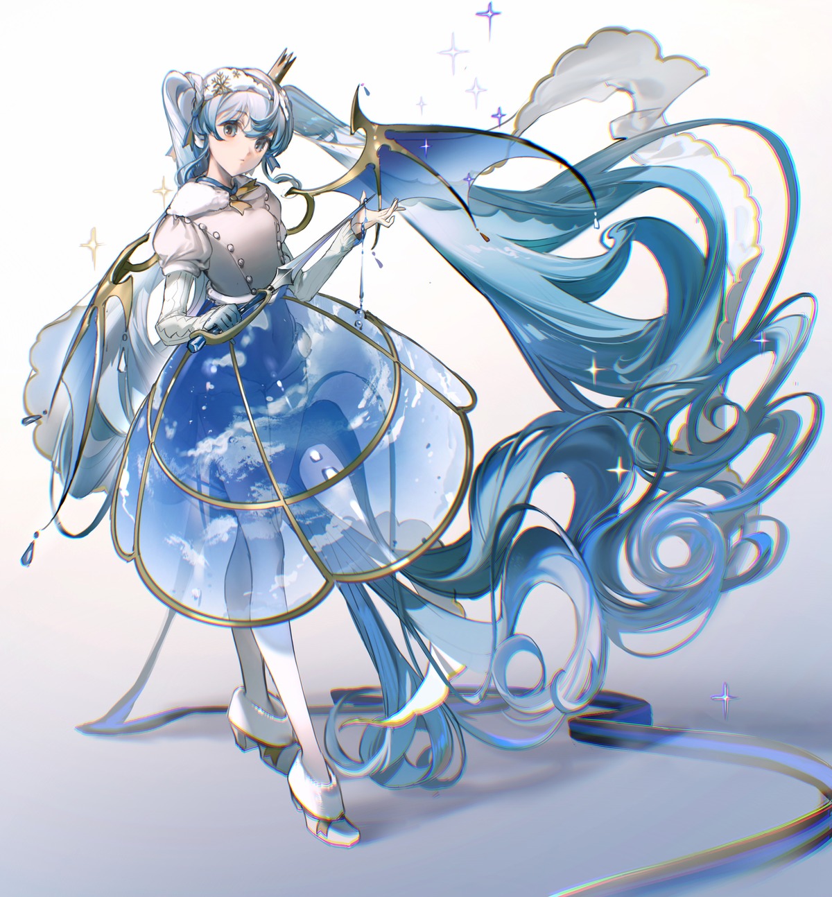 hatsune_miku heels rumoon see_through vocaloid weapon wings yuki_miku