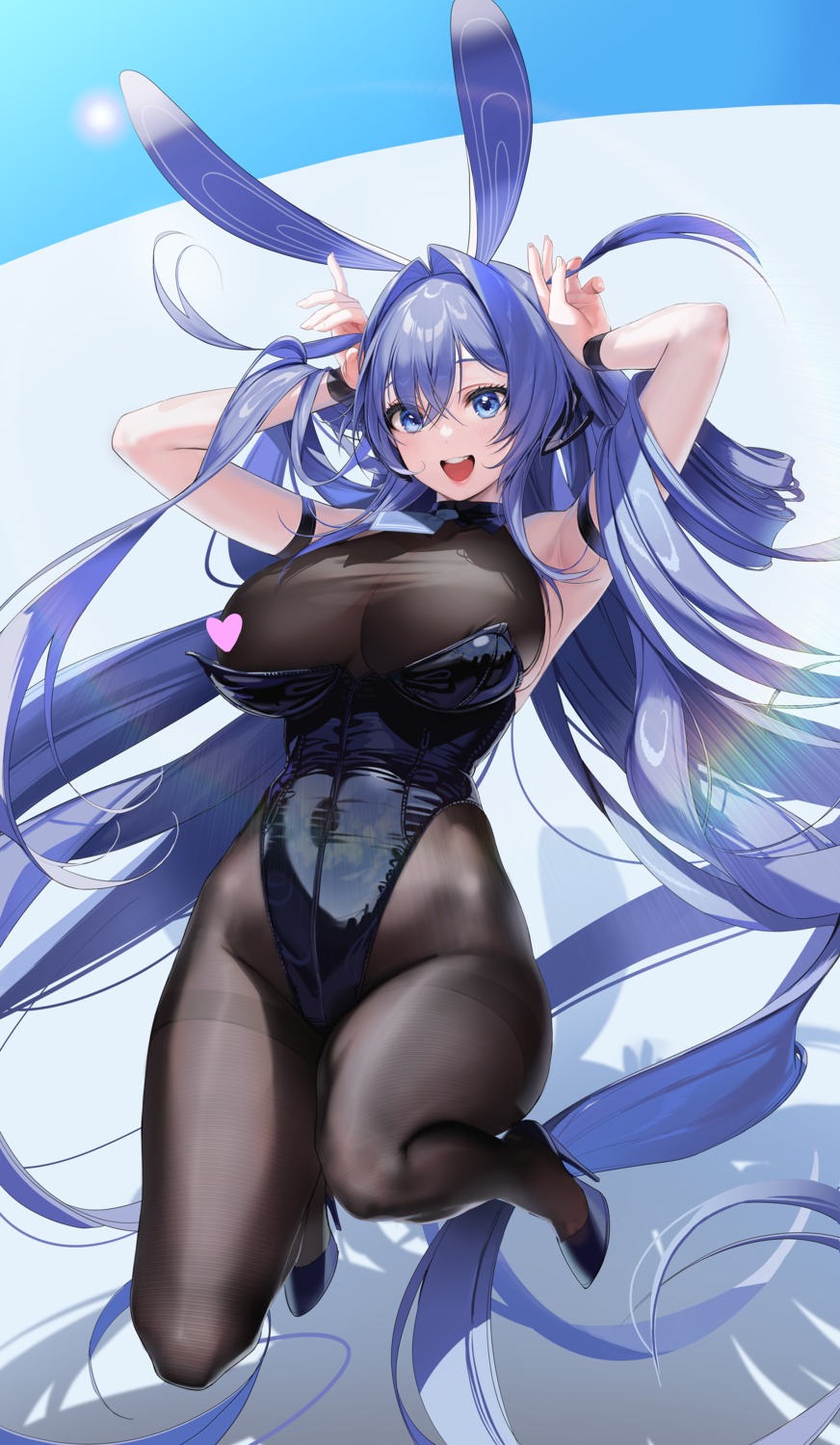 animal_ears azur_lane bodysuit bunny_ears bunny_girl censored heels myo_ne new_jersey_(azur_lane) wardrobe_malfunction