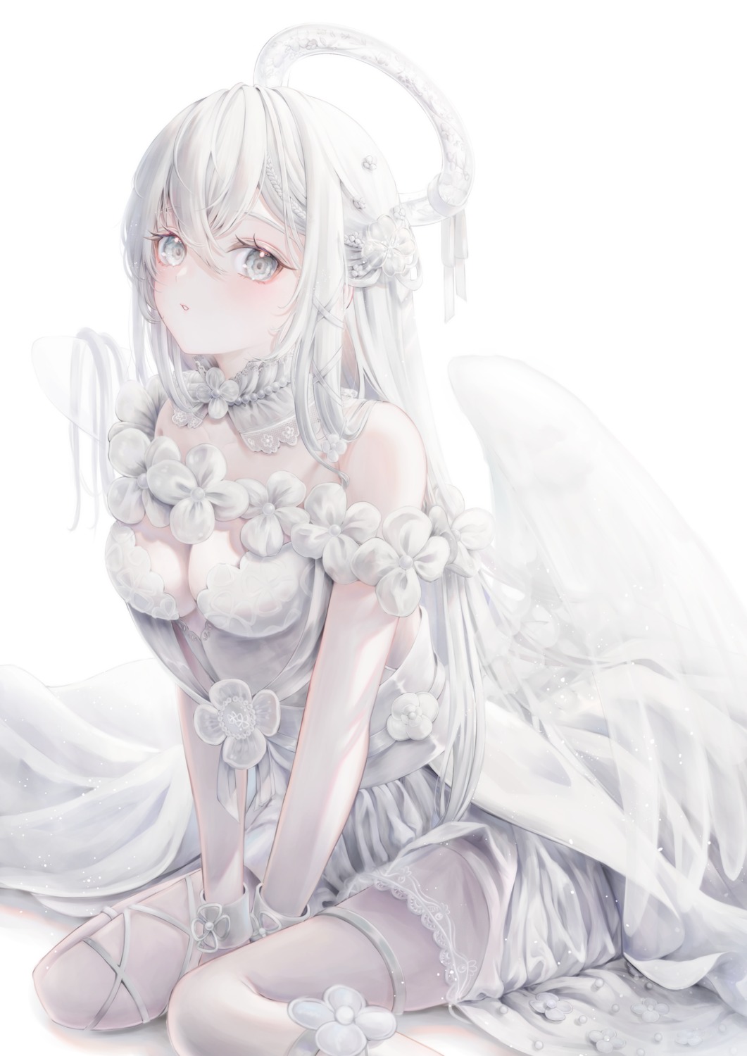 angel dress garter no_bra see_through wings yuubarish