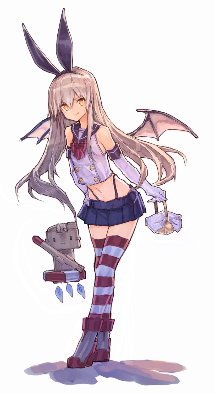 air_qh halloween heels kantai_collection rensouhou-kun shimakaze_(kancolle) thighhighs thong wings