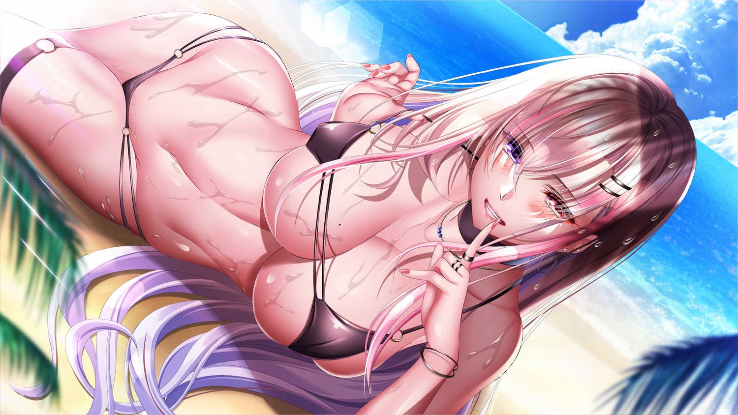 bikini erect_nipples garter heterochromia swimsuits wet yuuzuki_hijiri