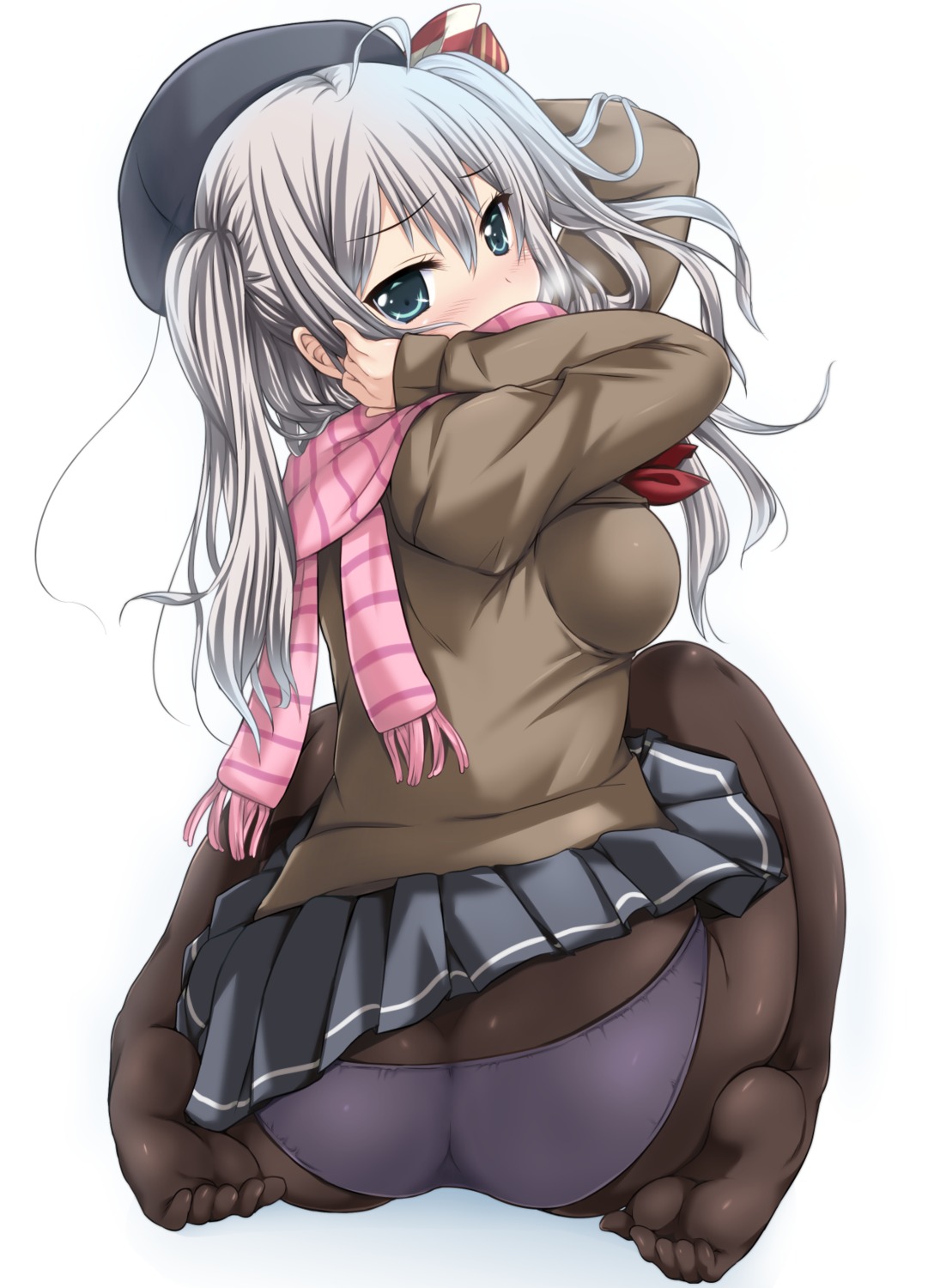 ass kantai_collection kashima_(kancolle) nijimotohiro_k pantsu pantyhose skirt_lift