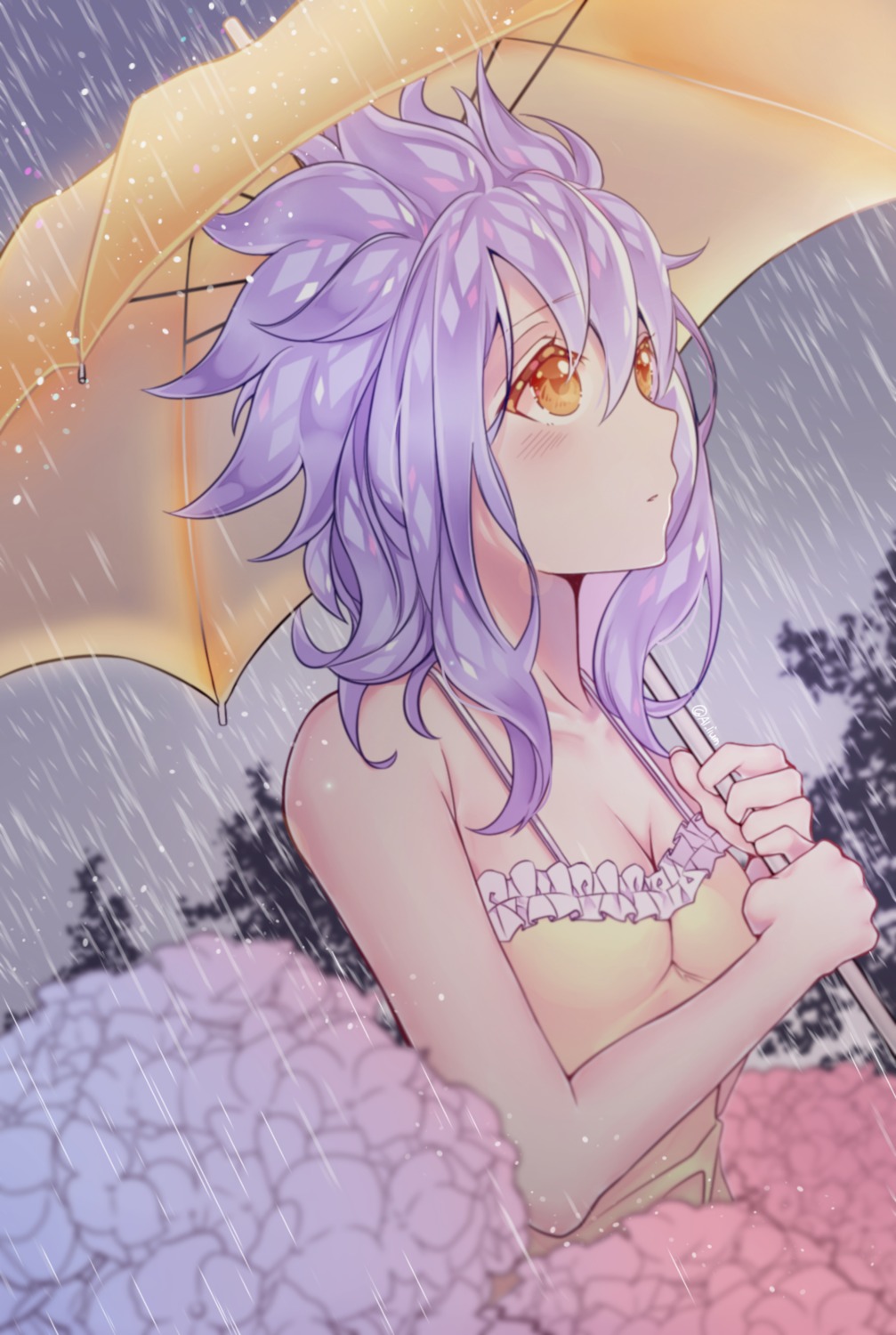 cleavage dress fairy_tail levy_mcgarden lium umbrella