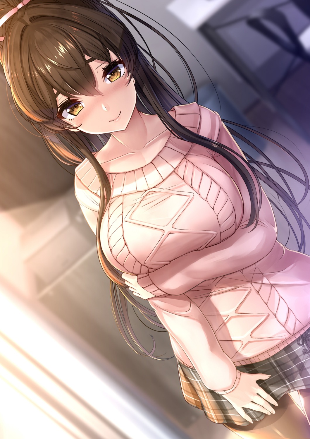 akasa_ai breast_hold ninnindays pantyhose sumire_(ninnindays) sweater