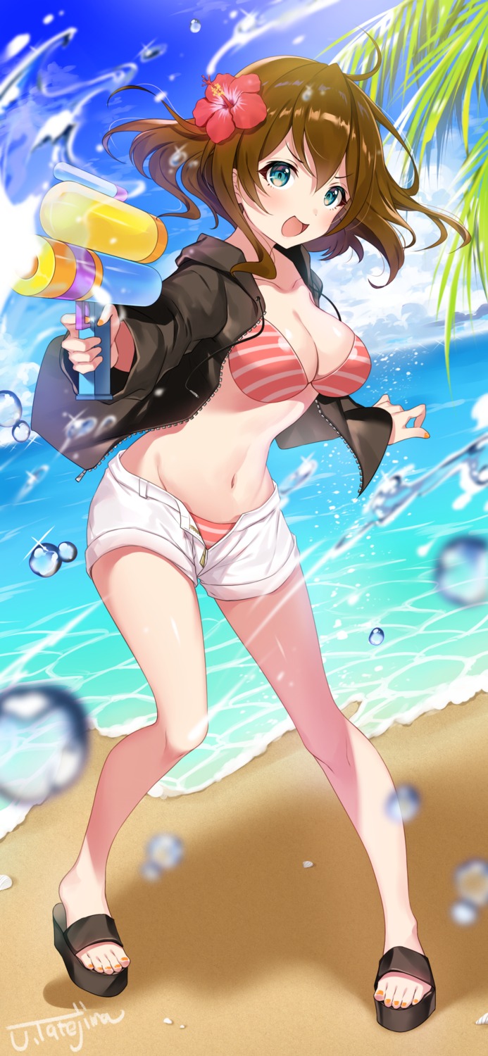 bikini gun open_shirt swimsuits tatejima_uri