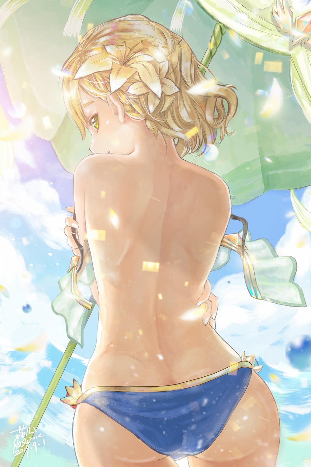 ass bikini charlotte_(shironeko_project) nasu_(luliice1014) shironeko_project swimsuits wardrobe_malfunction