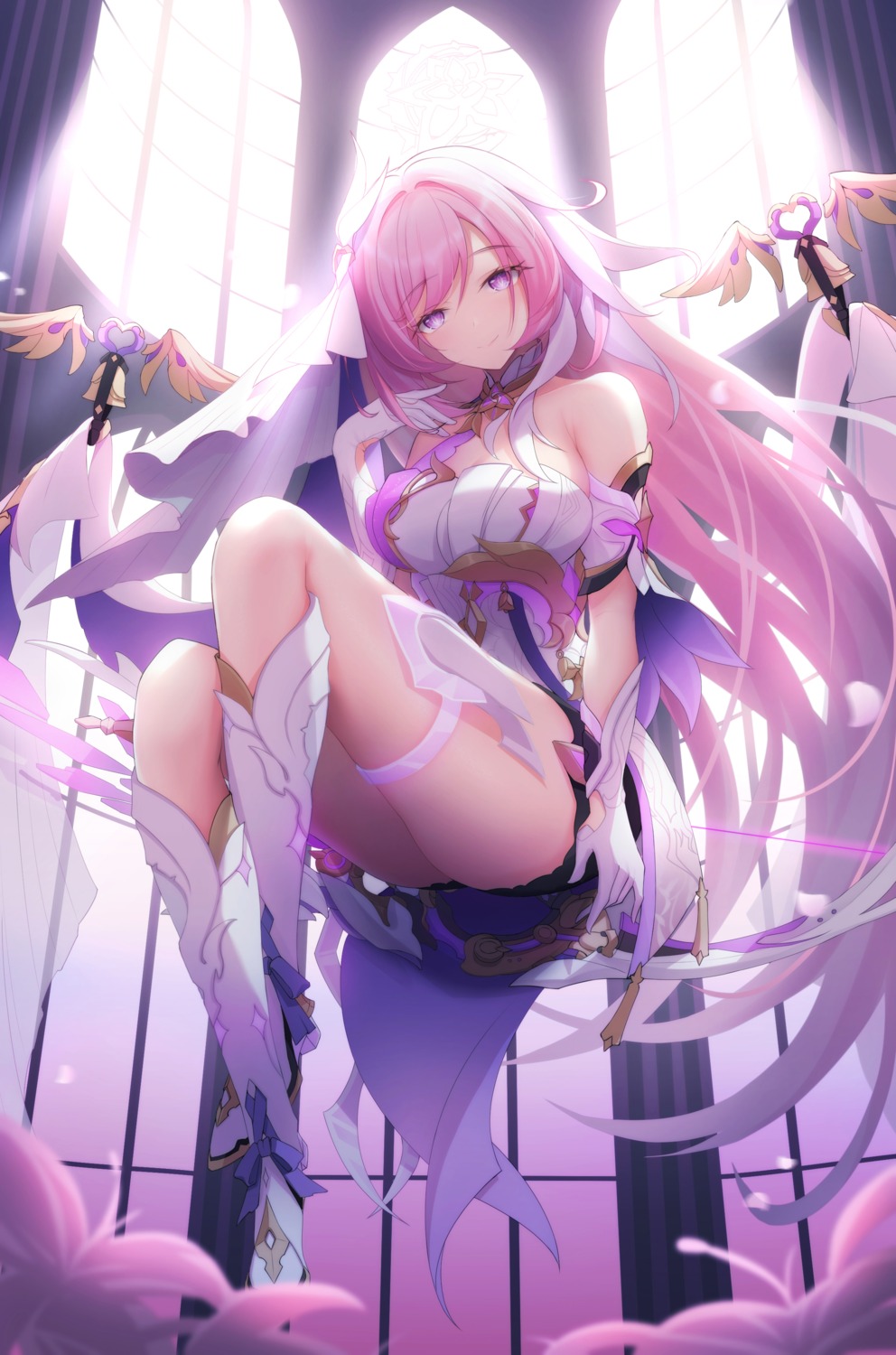 ainrichman benghuai_xueyuan cleavage elysia_(honkai_impact) garter honkai_impact wings