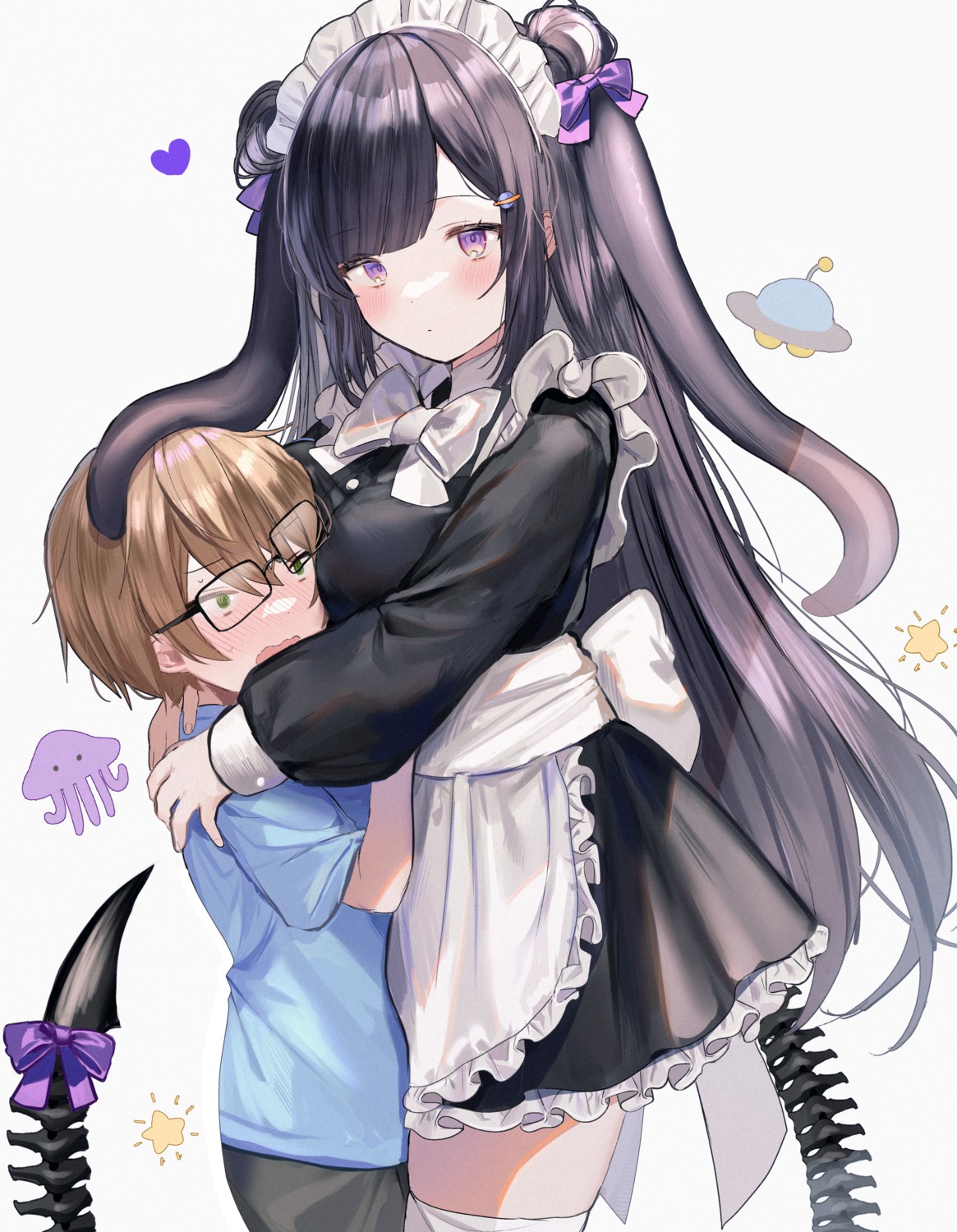 maid megane tail thighhighs youka