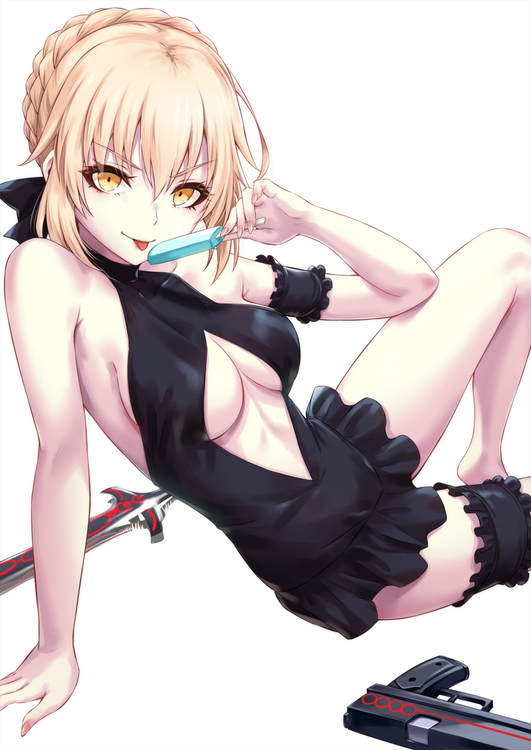 fate/grand_order garter gun saber saber_alter sakiyamama swimsuits sword