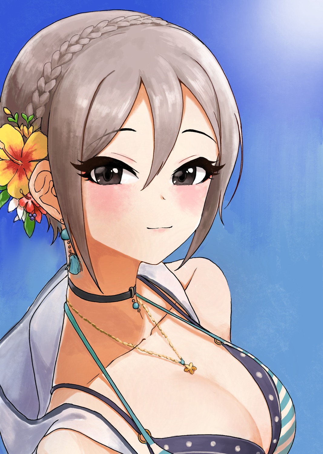 bikini_top open_shirt shiomi_shuuko swimsuits the_idolm@ster the_idolm@ster_cinderella_girls ushimochi