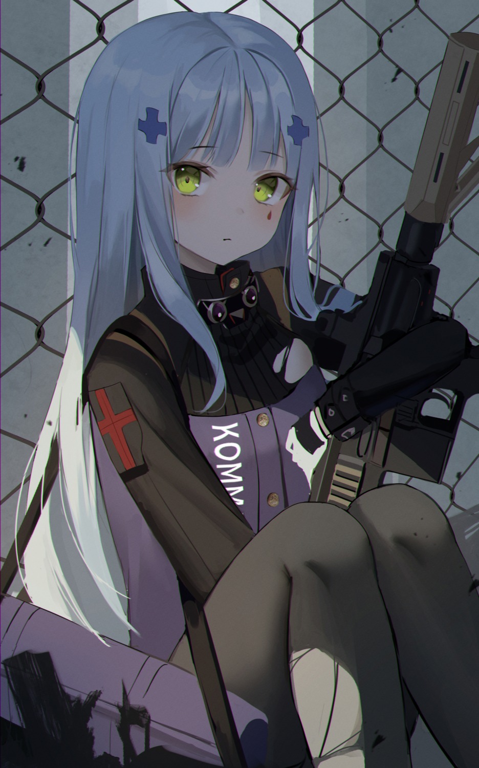 girls_frontline gun hk416_(girls_frontline) kyo_(maae00) pantyhose torn_clothes