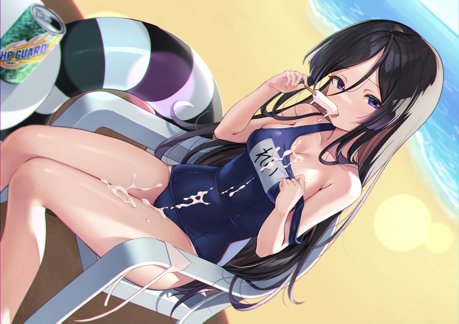 cream school_swimsuit swimsuits undressing yoko-ya_manjirou