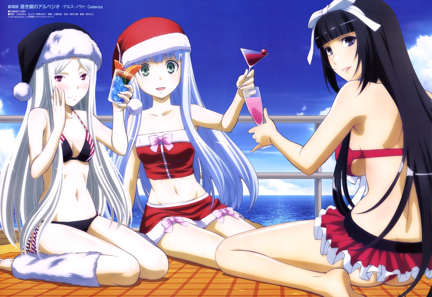 aoki_hagane_no_arpeggio bikini christmas cleavage iona musashi_(aoki_hagane_no_arpeggio) swimsuits takaoka_(megami) underboob yamato_(aoki_hagane_no_arpeggio)