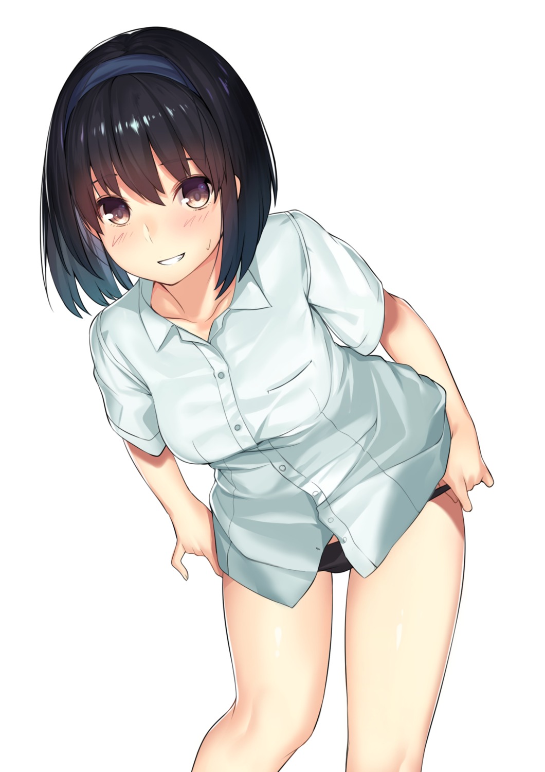 dress_shirt kagematsuri pantsu panty_pull undressing