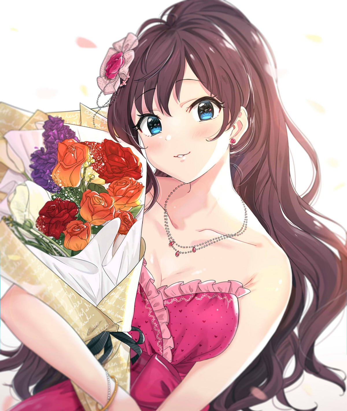 cleavage dress ichinose_shiki the_idolm@ster the_idolm@ster_cinderella_girls tomato_omurice_melon