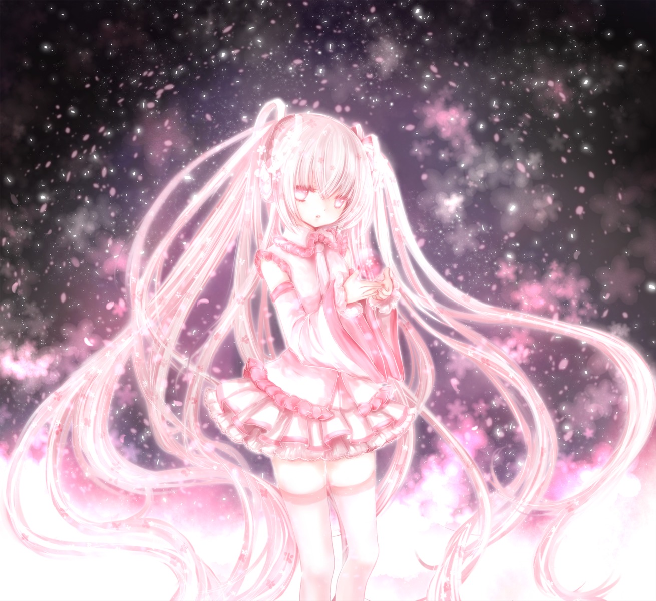 hatsune_miku hime_murasaki sakura_miku thighhighs vocaloid