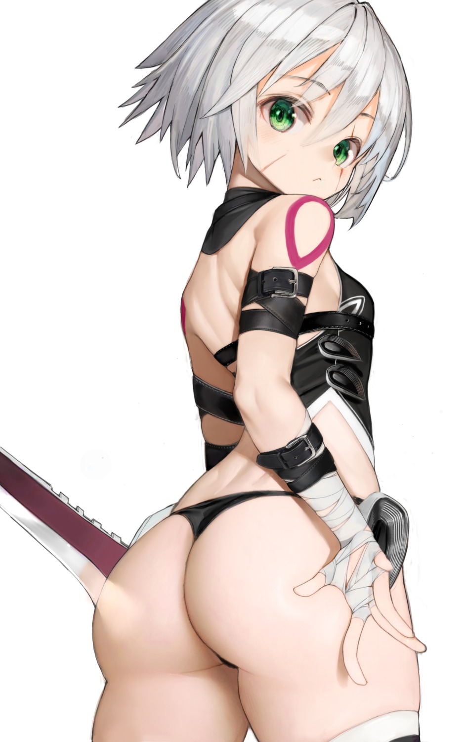 aliasing ass bandages fate/apocrypha fate/stay_night jack_the_ripper loli nyatabe pantsu tattoo thong weapon