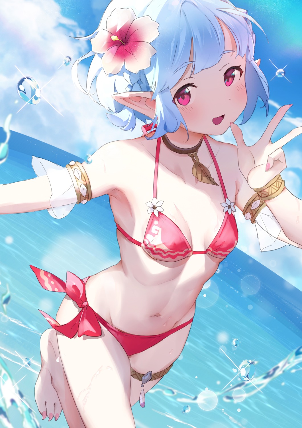 bikini ena_(monster_hunter) garter luelue_zi monster_hunter monster_hunter_stories_2 pointy_ears swimsuits