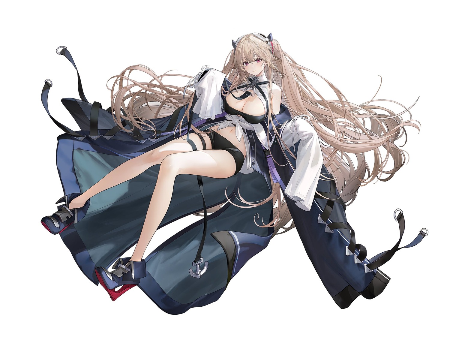 anchorage_(azur_lane) azur_lane garter heels lal!role no_bra