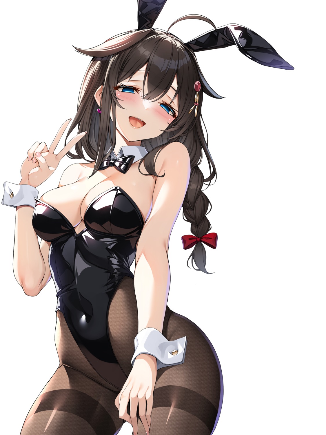 animal_ears bunny_ears bunny_girl kantai_collection no_bra pantyhose shigure_(kancolle) torisan